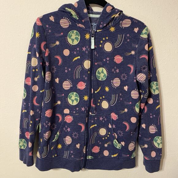 Cat and Jack Girls 14 Zip Hoodies Lot of 4 Galaxy, Butterflies, Hearts, Flowers - Picture 2 of 16